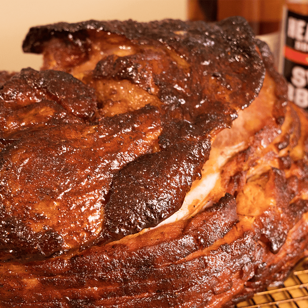 Maple Bourbon Glazed Ham Recipe on the PK Grill