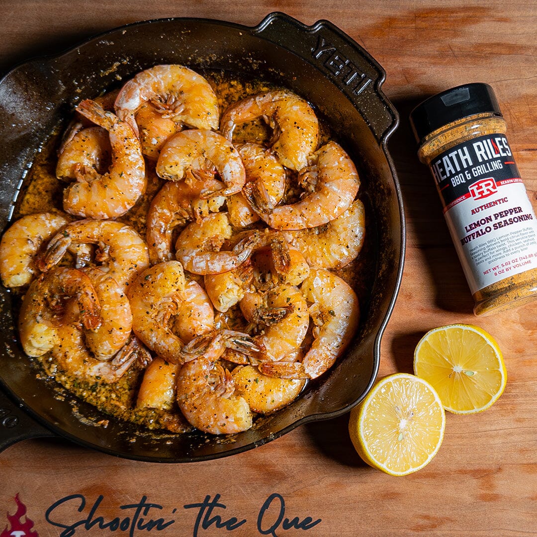 Lemon Pepper Buffalo Shrimp on the Stovetop